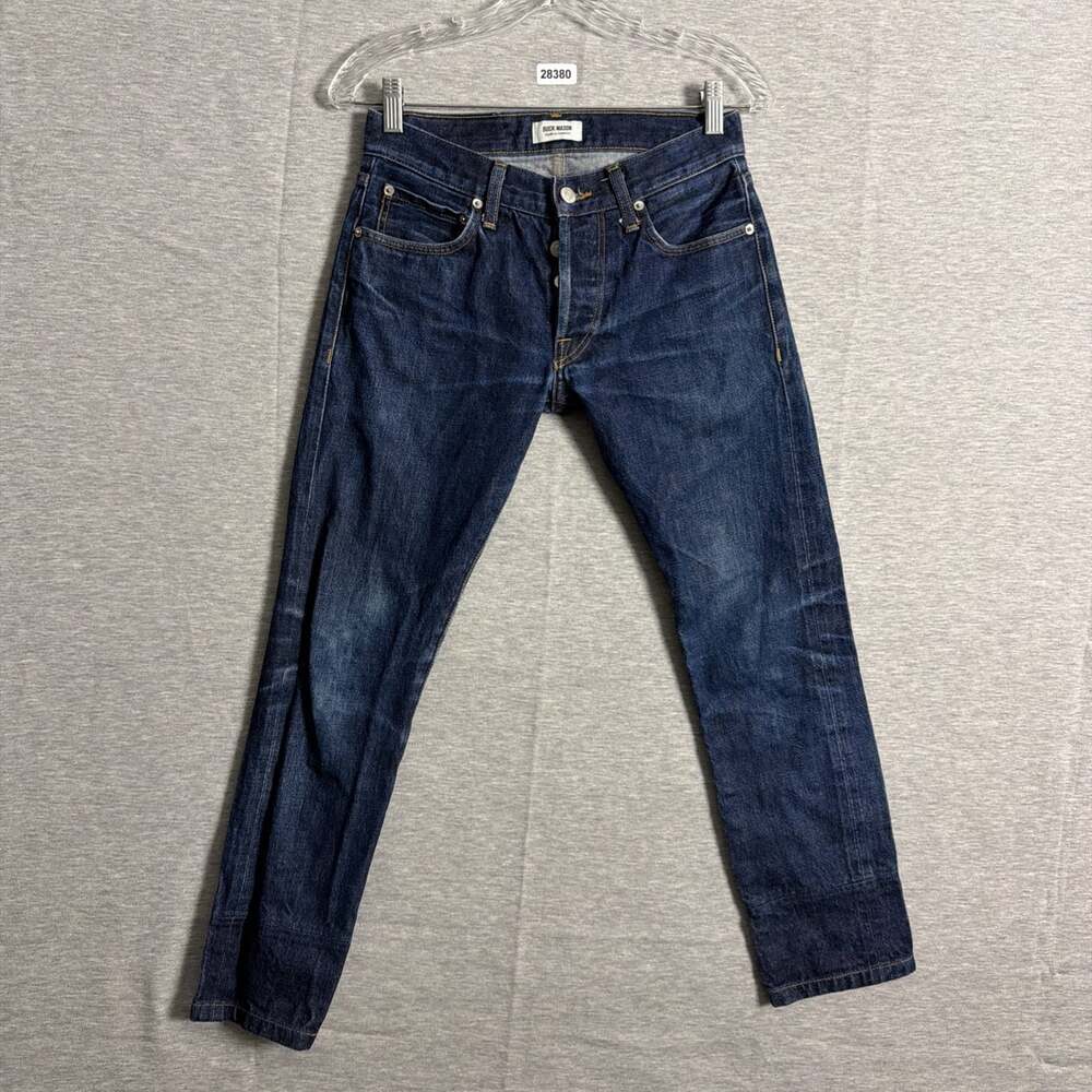 Buck Mason Men's Size 28 Dark Wash Blue Selvedge Slim Fit USA Made Jeans